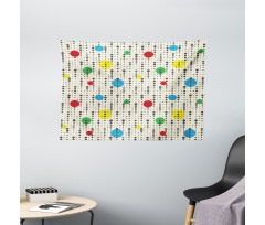Simplistic Colored Dots Wide Tapestry