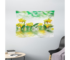 Daffodil Garden Art on Water Wide Tapestry