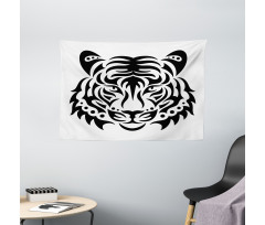 Wild Tiger Head Wide Tapestry