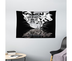 Tiger Drinking Water Wide Tapestry