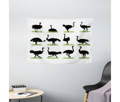 Animal Silhouette Grass Wide Tapestry