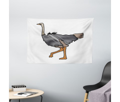 Striped Doodle Style Bird Wide Tapestry