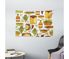 Latin Food Chili Taste Taco Wide Tapestry