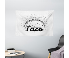 Mexican Taco Typography Art Wide Tapestry