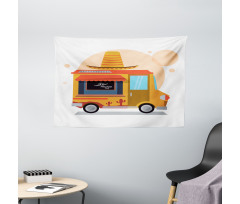 Mexican Food Delivery Truck Wide Tapestry