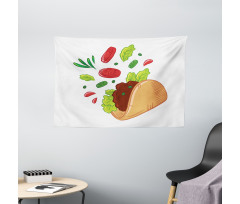 Mexican Tortilla with Veggies Wide Tapestry