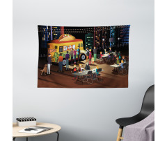 Taco Truck Hungry People Wide Tapestry