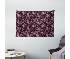 Retro Wild Flowers Motifs Wide Tapestry