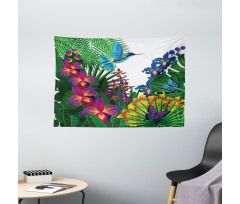 Vibrant Tropical Jungle Wide Tapestry