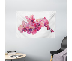 Pink Blossoms on a Branch Wide Tapestry