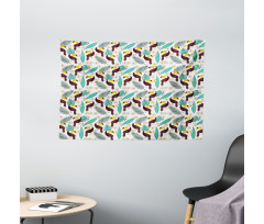 Toucan Bird Tropical Leaves Wide Tapestry