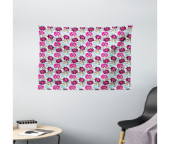 Abstract Marsala Blossoms Wide Tapestry