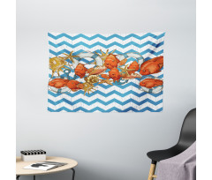 Fish Shell Ahoy Chevron Wide Tapestry