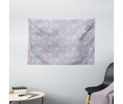 Sparrows Resting Branches Wide Tapestry