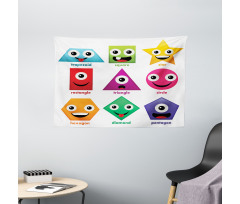 Shapes with Funny Faces Wide Tapestry