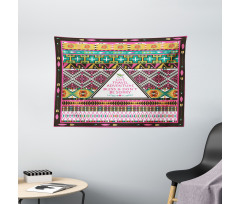 Folkloric Ornaments Boho Wide Tapestry