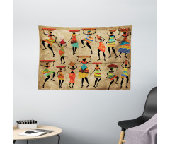 Woman Silhouettes Wide Tapestry