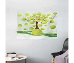 Tennis Balls Pattern Wide Tapestry