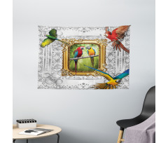 Exotic Colorful Birds Image Wide Tapestry