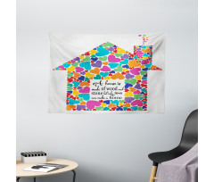 House with Hearts Home Love Wide Tapestry