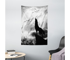 Howling Under Full Moon Tapestry
