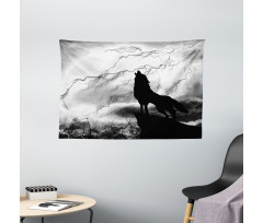 Howling Under Full Moon Wide Tapestry
