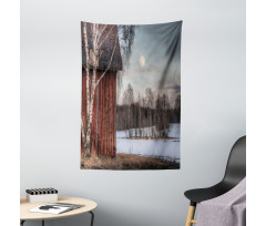 House Trees Winter Season Tapestry