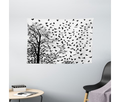 Flying Birds Tree Wide Tapestry