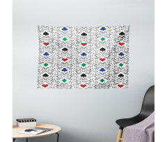 Hearts Spades Diamonds Wide Tapestry