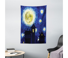 Country Houses Full Moon Tapestry