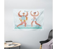 Beach Vibes with Swim Ring Wide Tapestry