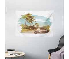 Vintage Scooter in Jungle Wide Tapestry