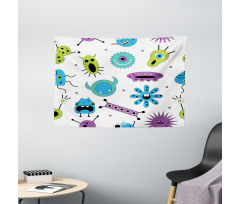 Colorful Monster Design Virus Wide Tapestry