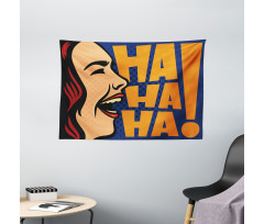 Cartoon Style Woman Laughing Wide Tapestry