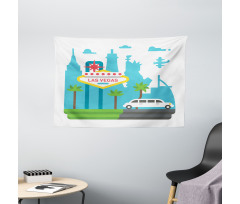 Cartoon Limo City Sign Wide Tapestry
