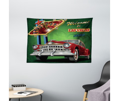 Retro Car Roulette Table Wide Tapestry