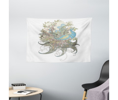 Aquatic Feathers Wide Tapestry