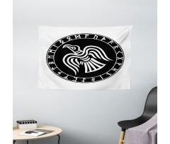 Illustration of Odins Ravens Wide Tapestry