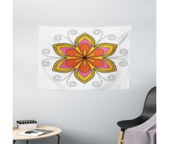 Flower Pattern Swirl Wide Tapestry