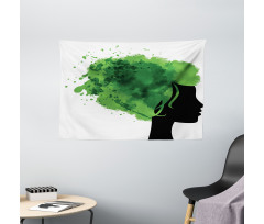Tree Bushes Green Hair Wide Tapestry