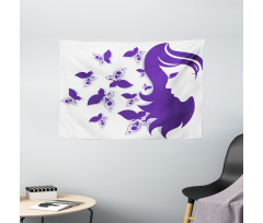 Butterflies and a Lady Wide Tapestry