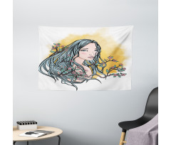 Japanese Cherry Blossom Wide Tapestry