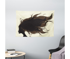 Fuzzy Hair Silhouette Wide Tapestry