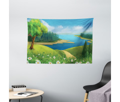 Cartoon Landscape Pattern Wide Tapestry