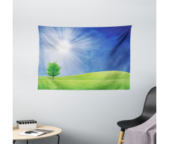 Sun Rays with Lonely Tree Wide Tapestry