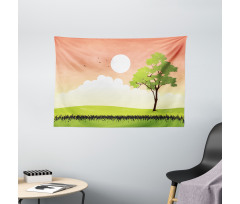 Summer Season Country Scene Wide Tapestry