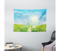 Floral Meadow Illustration Wide Tapestry