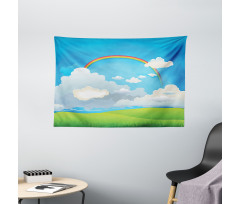 Rainbow and Lonely Tree Hills Wide Tapestry