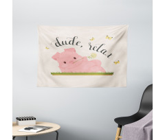 Pot Belly Pink Piglet Wide Tapestry