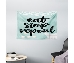 Eat Sleep Repeat Lettering Wide Tapestry